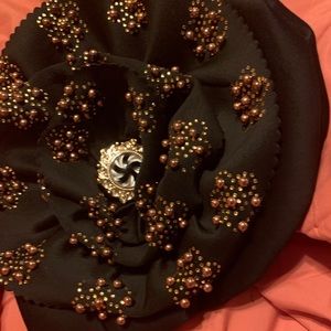 Black beaded hats designed and copper pearls